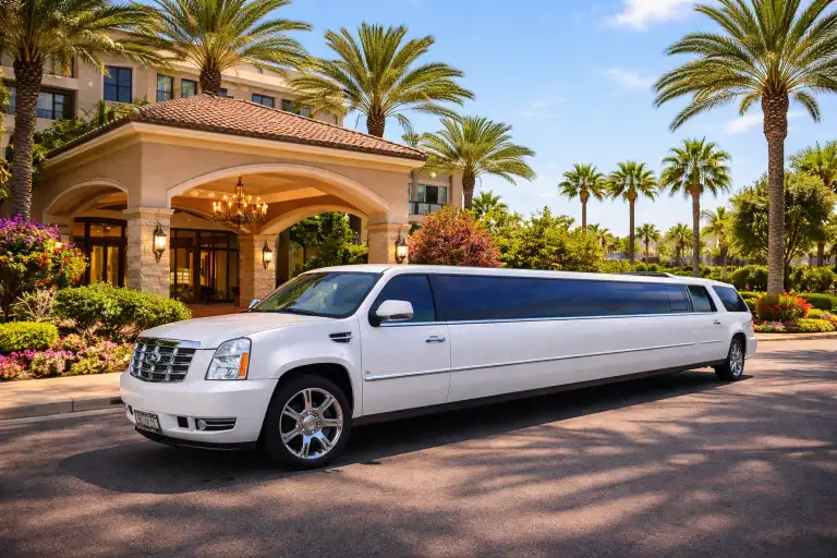 White Cadillac Escalade limousine
